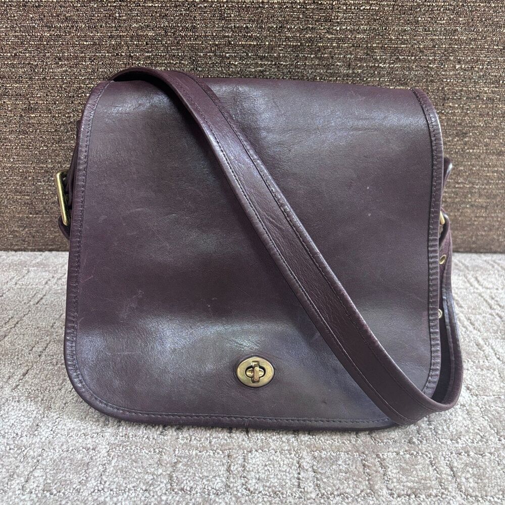 Vintage Coach NYC Stewardess Bag Burgundy Turn Lock 1980's Purse Flap